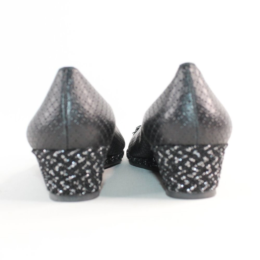 SESTO MEUCCI Black Embellished Round Toe Wedge - Picture 7 of 13
